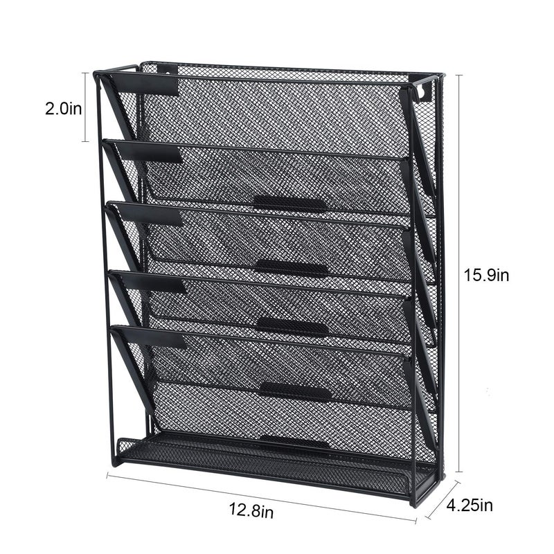samstar Wall File Holder, 6-Tier Hanging Wall File Organizer Wall Mount Paper File Folder Mail Organizer for Office/School, 1 Pack - Image 2